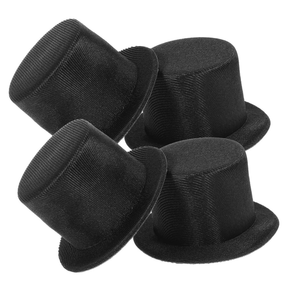 4685 4pcs Snowman Hats for Crafts Black Mini Felt Top Hats for Dolls